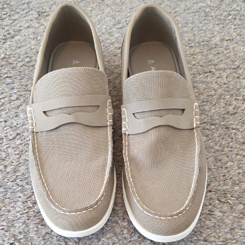 Aldo Men's Taupe Canvas Penny Loafers Size 9.5